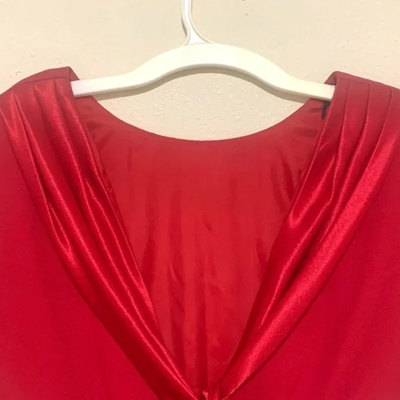DONNA RICCO Rare Red ruffled removable shoulder sheath dress women’s size 8P - Picture 10 of 12